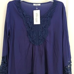 Maeneor  dark blue Lace Blouse